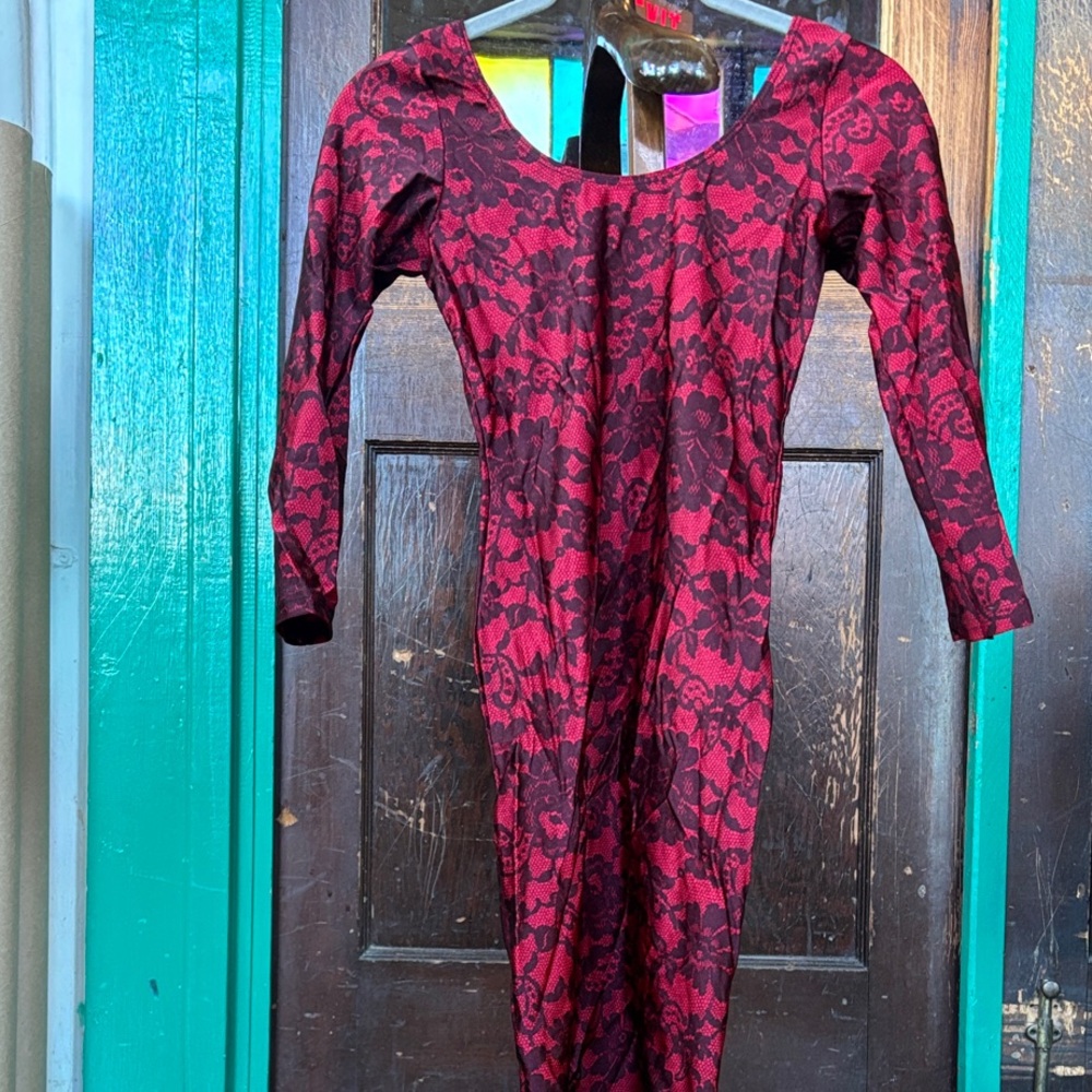 American Apparel Red and Black Patterned Dress
